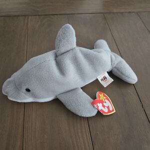 Ty 1993 Vintage Gray Dolphin Plush Toy